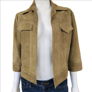 Carmen Marco Valvo Collection 3/4 Sleeve Suede Cropped Jacket Size 10